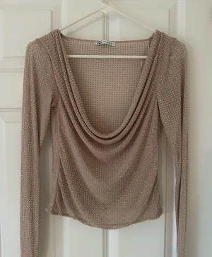 ZARA Rhinestone Tulle Shirt thumbnail 2