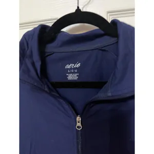 Aerie Womens Navy Blue Full Zip Track Jacket Mock Neck Activewear Large thumbnail 2