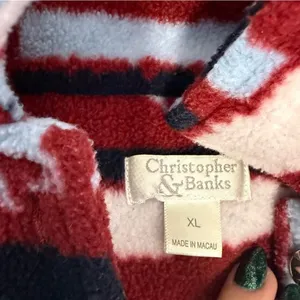Christopher & Banks Americana‎ Western Patriotic Fleece Vest Button Down Red XL thumbnail 6