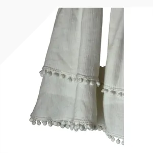 Apiece Apart‎ Skirt Women Medium White Cotton Analisa A Line Mini Pom Pom Tiered thumbnail 4