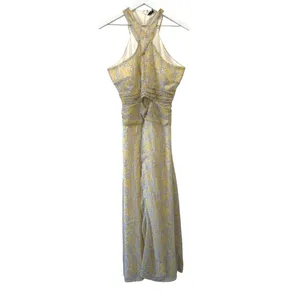 Likely Lucy Dress Yellow Blue Floral Cutout Halter Midi Size 10 thumbnail 3