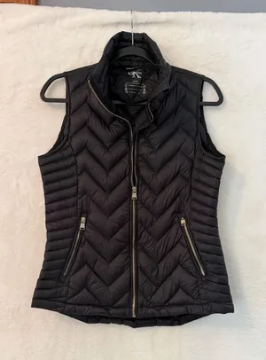 Calvin Klein Womens Black Chevron Quilted Premium Down‎ Puffer Vest PFJOSM7011 S thumbnail 1