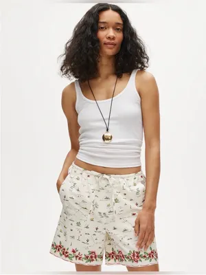 J. Crew Cosmo short in map-print cotton poplin S thumbnail 2