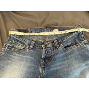 Abercrombie & Fitch Y2K Low Rise Straight Leg Cuffed Jeans Sz:00 Blue Button Fly thumbnail 4