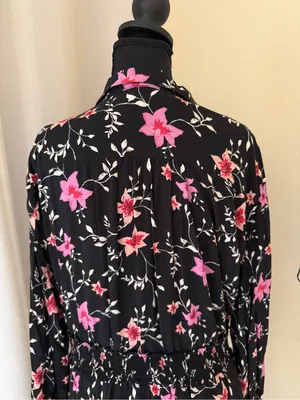 Free People Lighten Up Floral Mini Dress Boho Smocked Long Sleeve Medium thumbnail 7