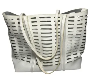 Anthropologie White Rafaella Large Faux Leather Toe Bag thumbnail 3