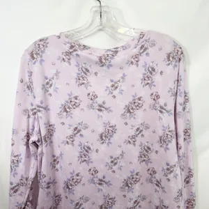 Laura Ashley Large Pajama Set Pink Floral Lettuce Hem Soft Girl Cottagecore 559 thumbnail 13