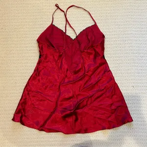 Red Lace Trim Slip Dress Size L thumbnail 3