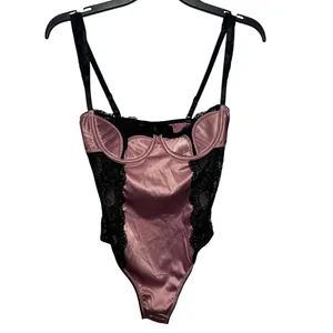 NWT Frederick's Of Hollywood Ilana Satin And Lace Pink Teddy Size Small S thumbnail 2