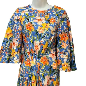 Apparallel Akira Dress Blue Floral Maxi Bell Sleeve S24-621 NWT Womens XS $170 thumbnail 4