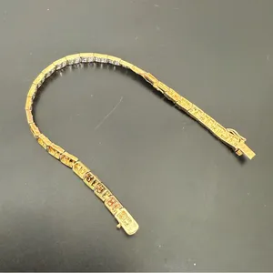 Vintage Signed M Gold-tone Diamond Illusion NO Stone 8 1/2” Tennis Bracelet 13g. thumbnail 6