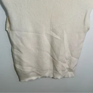 Fashion Women's Size Small Shoulder Pad Sleeveless Jumper Sweater Cream White thumbnail 5