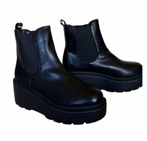 New Top Moda Y2k Wedges Chelsa Boot Slip On Black Sz-8 thumbnail 1