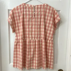 Cotton Bleu Babydoll Top Sz S Orange Plaid NWT Boho Picnic Prairie Soft Girl‎ thumbnail 3
