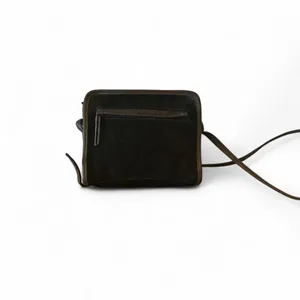 Vintage Black suede crossbody purse with leather‎ trim thumbnail 3
