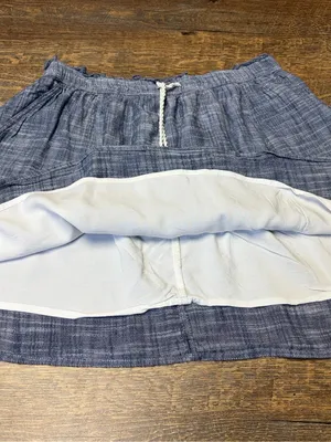 Abercrombie & Fitch Mini Skirt Blue Chambray Womens Medium Lined Elastic Waist thumbnail 6