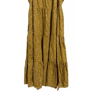 Madewell Ruffle-Sleeve Tiered Midi Dress in Daisy Stitch Weathered Olive Size L thumbnail 6