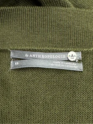 Anthropologie Gabby Long Sleeve Cropped Wool Blend Sweater Green Women’s XS thumbnail 3
