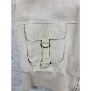 Richard Malcolm Womens Bomber Jacket Size S Cream Linen Zip Up Utility Cargo thumbnail 11