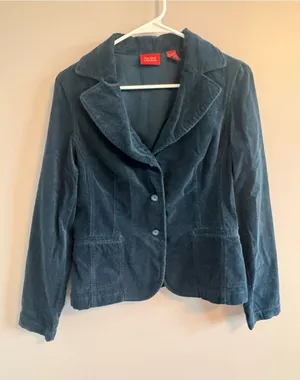 Valerie Stevens Navy Corduroy Blazer Jacket Size‎ Small thumbnail 1