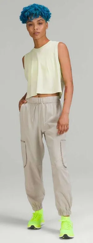 Lululemon Relaxed Mid Rise Cargo Pants Raw Linen Travel Gorpcore Utility Women 4 thumbnail 1