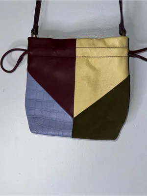 Fossil GiGi Drawstring Cross Body Patchwork‎ Purse Leather & Suede Purple thumbnail 5