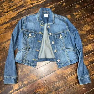 CAbi distressed cropped minimalist classic western S denim jacket thumbnail 2