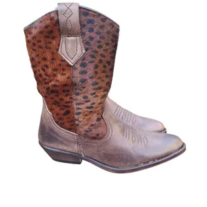 Ratio Leopard Print Haircalf Leather Cowboy Boots Brown Women‎ Size 7.5 thumbnail 5