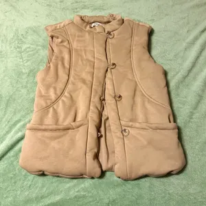 BKE Tan Padded Button Mock Neck Vest – L thumbnail 1
