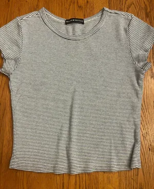 Brandy Melville Blue & White Thin Stripe Short Sleeve Tee thumbnail 1