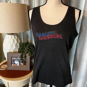 Harley-Davidson Dothan‎ Alabama grey women's tank top size Large L thumbnail 2