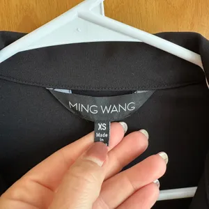 Ming Wang Zip Front Jacket Women XS Black Faux Leather Trim Professional‎ Work thumbnail 2