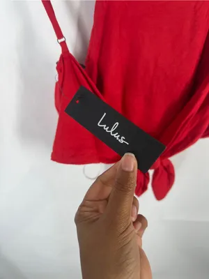 Lulus Red Tie-Back Cropped Cami Tank Top Size L NWT thumbnail 9
