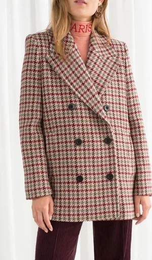 & Other Stories Houndstooth Coat Sz 8 thumbnail 1