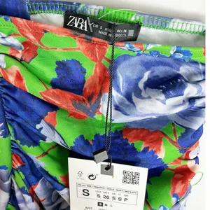 Zara Womens One Shoulder Bodysuit Floral Green Blue Small thumbnail 3