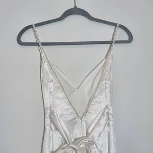 Lulus White Satin Wedding Dress with Pearl Straps NWT Size XS thumbnail 8