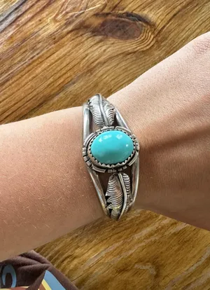 Genuine Silver Turquoise Cuff thumbnail 2