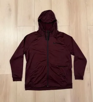 Nike Dri-Fit Maroon Full Zip hooded Sweatshirt Men's Size XL thumbnail 1
