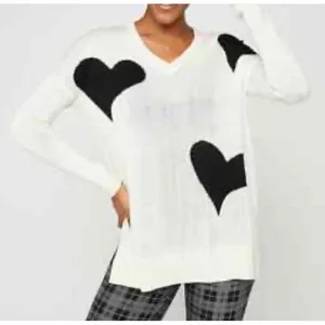 Laurie Felt Sweater‎ Women Large Cashmere Blend Heart V Neck Long Sleeve thumbnail 2