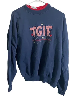 TGIF Grandma Sweatshirt Navy X-Large M&E Energy Cotton Blend‎ Vintage 1990s thumbnail 1