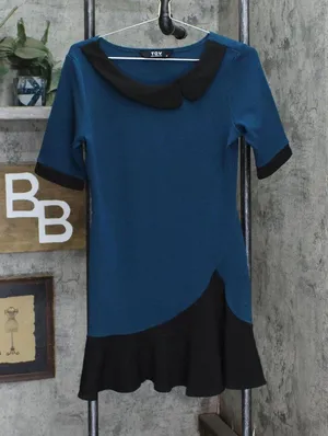 TOV Womens Knit Crepe Fit & Flare Dress 1668f6d9bd4baf Blue Green / Black 42 thumbnail 1