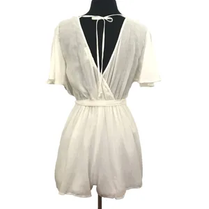 NWT ROW A White Belted Romper Size Medium Summer Romper thumbnail 4