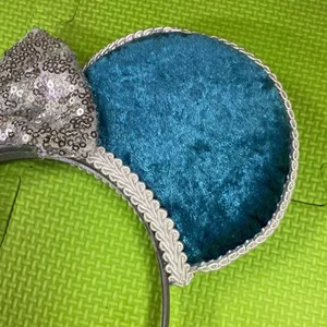 Disney’s Frozen Themed Minnie Ears with silver sequined bow thumbnail 8