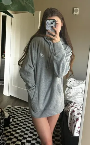 Nike Women's Grey and White Hoodie thumbnail 1