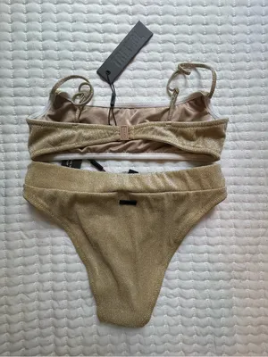 NWT Triangl Gold Shimmer Bikini Set Size Medium thumbnail 2