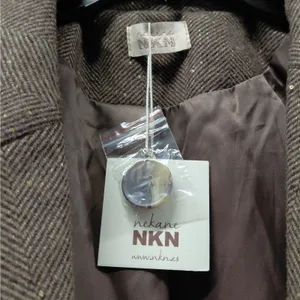 NKN Nekane Womens Wool Blend Coat Sz Small Brown Herringbone Faux Fur Old Money thumbnail 13