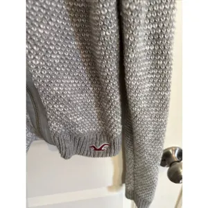 Hollister Jacket Women's Large Gray Knit Asymmetrical Zip Sweater Moto Style‎ thumbnail 4