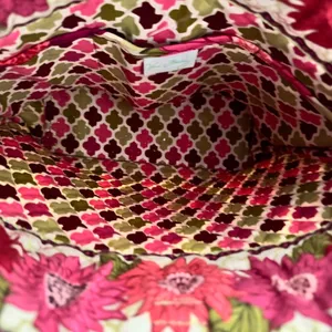 Vera Bradley‎ Folkloric Floral Quilted Cotton Tote Bag Pink Burgundy Green thumbnail 6