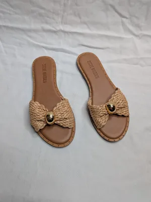 Steve Madden Women's Dipsy Raffia Slide Open Toe Sandals Size 6 thumbnail 7
