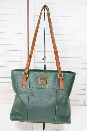 Dooney & Bourke Lexington Small Shopper Tote Bag Pebble Leather Dark Green Sage thumbnail 1